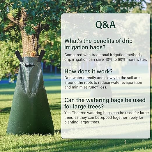 10 Pack Tree Watering Bags, 20 Gallon Slow Release Gator Bags for Trees, Durable PVC Tree Drip Irrigation Bags with Heavy Duty Zipper, Deep Root Targeting