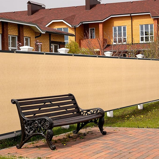 SPORTYOUTH 4ft x 50ft Fence Privacy Screen, Heavy Duty 150 GSM Fencing Mesh Shade Cover Windscreen with Brass Grommets & Cable Zip Ties for Outdoor Wall Garden Backyard Porch - Beige