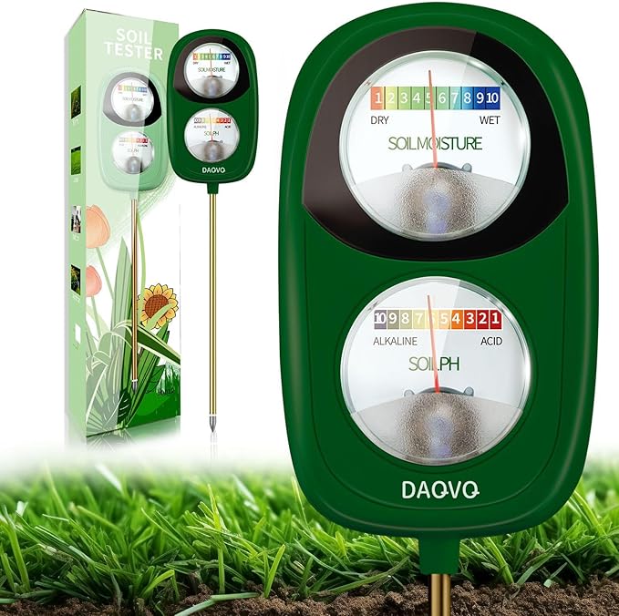 2-in-1 Soil Moisture Meter, Soil PH Meter, Large Dual-Screen Soil PH Tester & Moisture Meter for Plants Indoor&Outdoor Garden,Lawn,Farm Soil Test Kit-No Battery Needed-Leaf Green