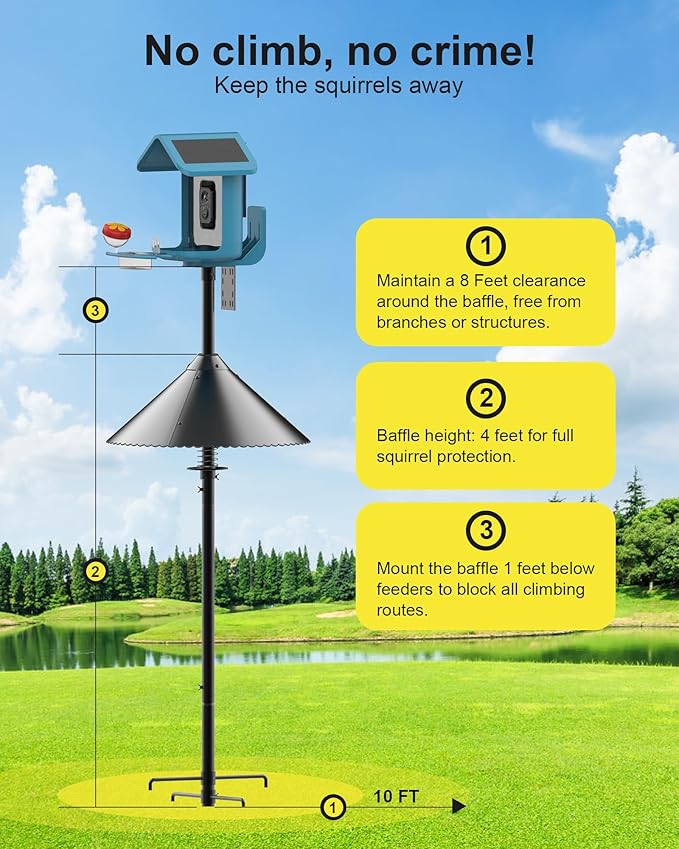 Metal Squirrel Baffle - Squirrel Baffle for Bird Feeder Pole, Upgrade Spring Motion Design for Better Protection, 19 Inch Heavy Duty Guard for Outside Bird Feeder Pole Mount