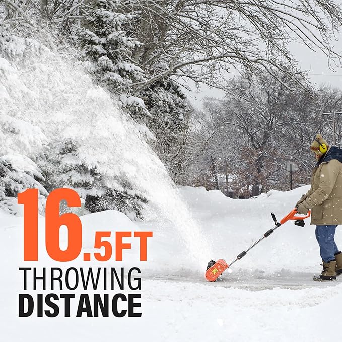 MAXLANDER Electric Snow Shovel Cordless, 20V 12-Inch Cordless Snow Blower, Battery Snow Shovel with Directional Plate and Adjustable Front Handle (4.0Ah Battery, Charger and Cover Included)