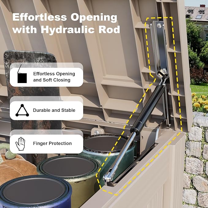 DRATO 150 Gallon Outdoor Storage Box, Large Waterproof Deck Box, Lockable Resin Storage Container with Reinforced Support for Patio Cushions, Garden Tools, UV-Resistant Outdoor Chest