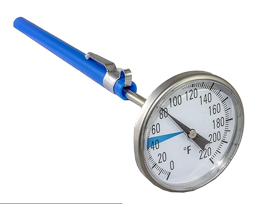 Stainless Steel Soil Thermometer by Smart Choice| 127mm Stem, Easy-to-Read 1.5” Dial Display, 0-220 Degrees Fahrenheit Range | Soil Temperature Thermometer for Ground, Compost, Garden Soil