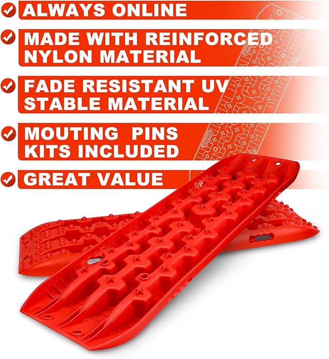 X-BULL New Recovery Traction Tracks Sand Mud Snow Track Tire Ladder 4WD (Red,3gen)