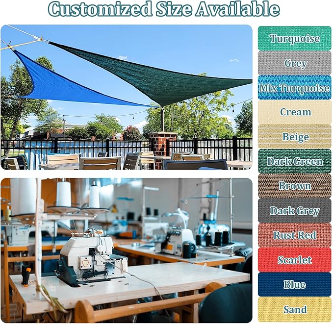 Shade&Beyond Rectangular Breathable UV Block Sun Shade Sail Outdoor Covering Cloth for Deck, Backyard, Pool, 12'x16', Cream (Customized Available)