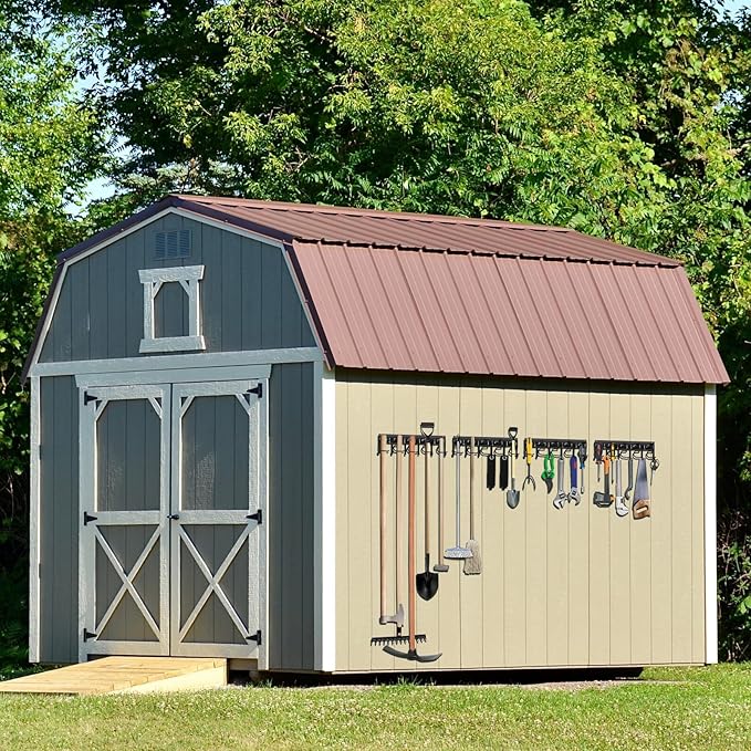 LEYU Metal Garage Tool Organizer Wall Mount, 4 Pack Garden Tool Organizer With Extension Cord Straps, Garage Organization Hooks and Hangers for Shed, Yard Storage, Wall Holder for Hanging Broom Mop