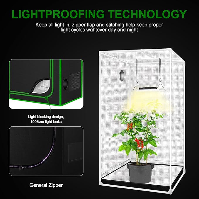 MELONFARM Small Grow Tent for Aerogarden，18”x18”x36” ，Hydroponics Growing System ，Highly Reflective 600D Diamond Mylar Canvas with Ventilation window and Floor Tray for Hydroponic Indoor Plant Growing