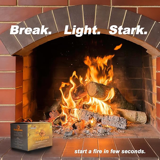 Stanbroil 50 pcs Fire Starters, Natural Charcoal Fire Starters Super Fast Lighting Perfect for Barbecue Grills, Smokers, Wood Stove, Campfires and Outdoor Fireplaces