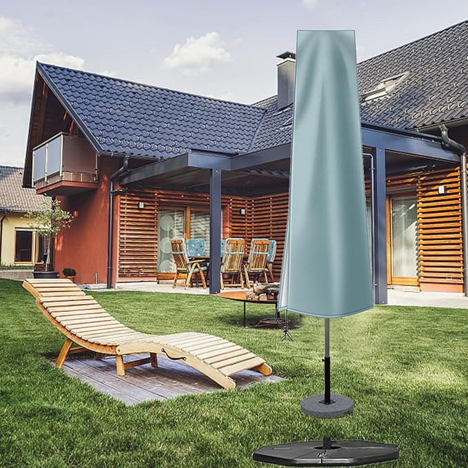 OKPOW Umbrella Covers for Outdoor Umbrellas - Small Patio Umbrella Cover for 6 ft to 9 ft Outdoor Table Umbrella - Waterproof Windproof Anti-UV Garden Parasol Covers, Grey