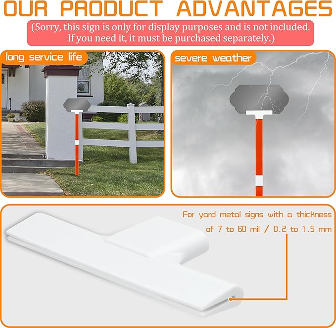 2-Pack Orange Fiberglass Rod Stakes for Yard Signs, 28 Inch Yard Sign Stakes, Suitable for Yard Metal Signs with a Thickness of 7 to 60 mil / 0.2 to 1.5 mm