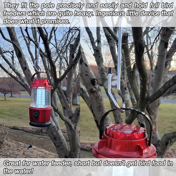 2 PCS Bird Feeder Hanger Hooks, Camping Lantern Hooks, Yard Plant Hangers, Windproof Tree Branch Hook for Wild Bird House Feeder Holder Camping Tent Pole Lamp