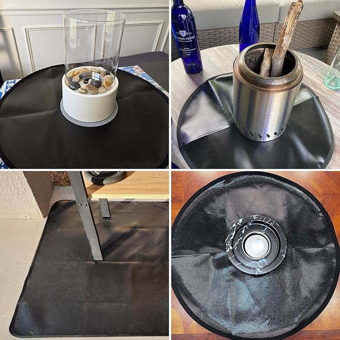 20" Tabletop Fire Pit Mat for Solo Stove Mesa XL, Easy Clean Small BBQ Mat for Outdoor BBQ， Reusable Waterproof Pad， Three-Layer Fireproof and Heat-Resistant Barbecue Mat for Tabletop Fire Pit