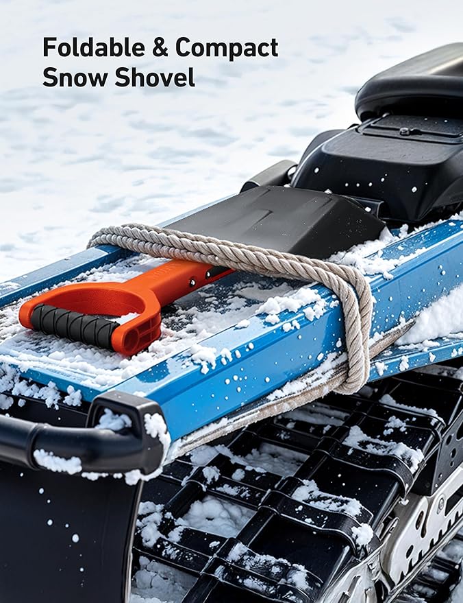 AstroAI 38.4" Folding Snow Shovel for Car, Extendable Snow Shovel with Thickened Aluminum Handle and Reinforced Iron Hinge, Portable and Multifunctional for Cars, Snowmobiles, Camping and Mud, Grey