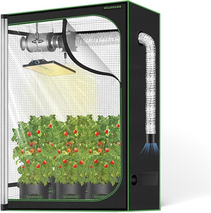 MELONFARM 4x2 Grow Tent, 48"x24"x60" Double Transparent Viewing Door Indoor Grow Tent, Growing Tent with High Reflective Mylar & Floor Tray, Plant Tent for Indoor Hydroponics Growing