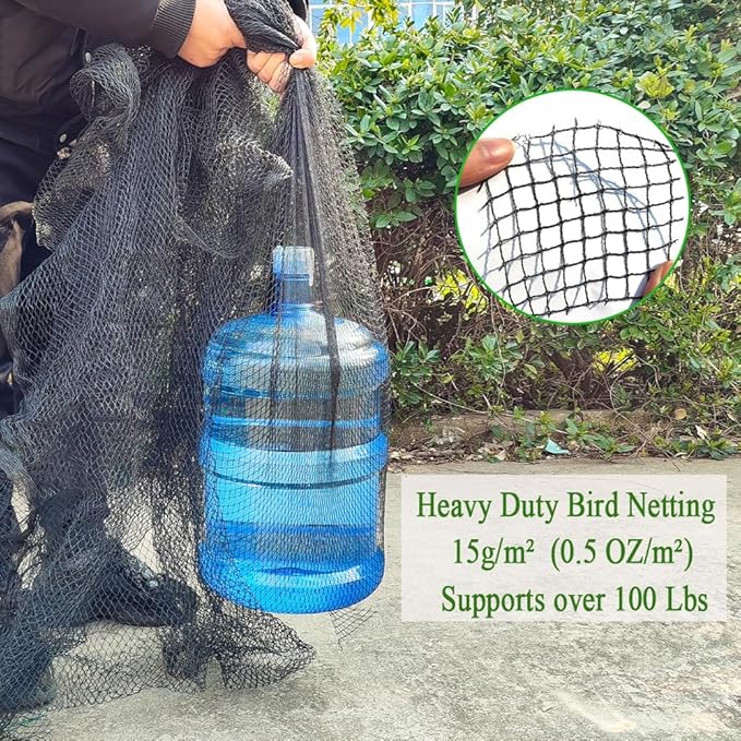 25X50 FT Bird Netting for Chicken Coop, 1 in Mesh, Woven Chicken Netting Roof Mesh Cover Garden Protection for Vegetables, Blueberry, Strawberry Plants, Fruit Trees.