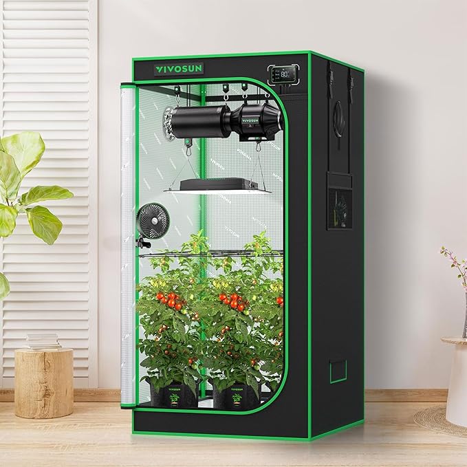 VIVOSUN GIY Plus Smart Grow Tent Kit, 2.7x2.7ft 2-Plant System, WiFi-Integrated Automatic Grow System with 2000D Mylar Grow Tent,Full-Spectrum Programmable Grow Light, Enhanced Ventilation&Circulation