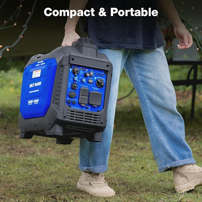 BILT HARD Dual Fuel Gas & Propane Powered Generator 4500W, Gas & Propane Powered Generator with CO Sensor, RV Ready, Parallel Capable, 4-Cycle Engine Portable Outdoor Generators for Home, Camping