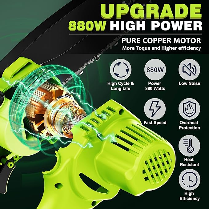 Mini Chainsaw Cordless,6 Inch Portable Electric Chain Saw, Automatic Oiler, Battery Powered Small Handheld Saw, Security Lock Trees Branches Trimming,Wood Cutting, 2 Batteries 3 Chains 2025