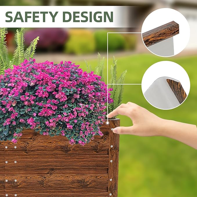 1MORE Raised Garden Bed- 4x2x1.8ft Planter Garden Boxes Outdoor, Raised Beds for Gardening, Large Metal Garden Bed Kit for Vegetables Flower, Deep Root Planter Raised Beds with Tools.Grain,2pack