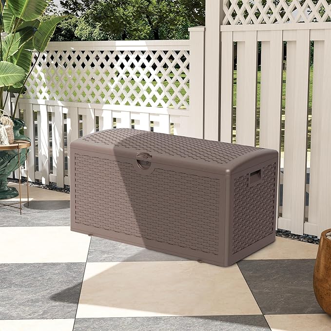 80 Gallon Pro Resin Deck Box, Waterproof Outdoor Storage Bin for Patio, Poolside, and Garden, Lockable & UV-Resistant, Black