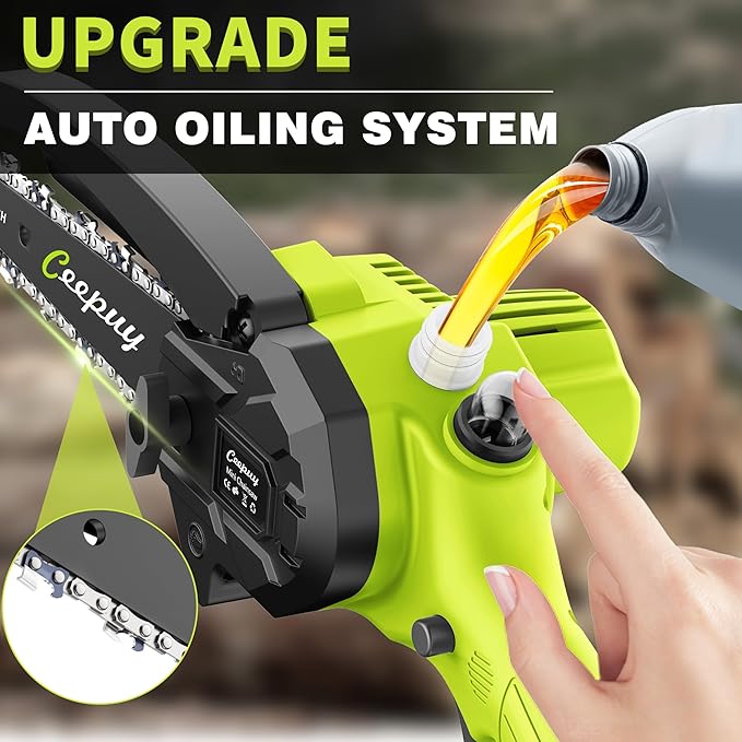 Mini Chainsaw Cordless,6 Inch Portable Electric Chain Saw, Automatic Oiler, Battery Powered Small Handheld Saw, Security Lock Trees Branches Trimming,Wood Cutting, 2 Batteries 3 Chains 2025