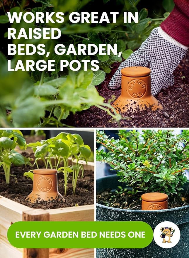 Ollas Terracotta Watering Pots Large - 14 Oz Terracotta Self Watering Globes For 1-week Easy To Refill - Clay Garden Olla Pots Plant Waterers While On Vacation Outdoor & Indoor [1pc Large 14oz]