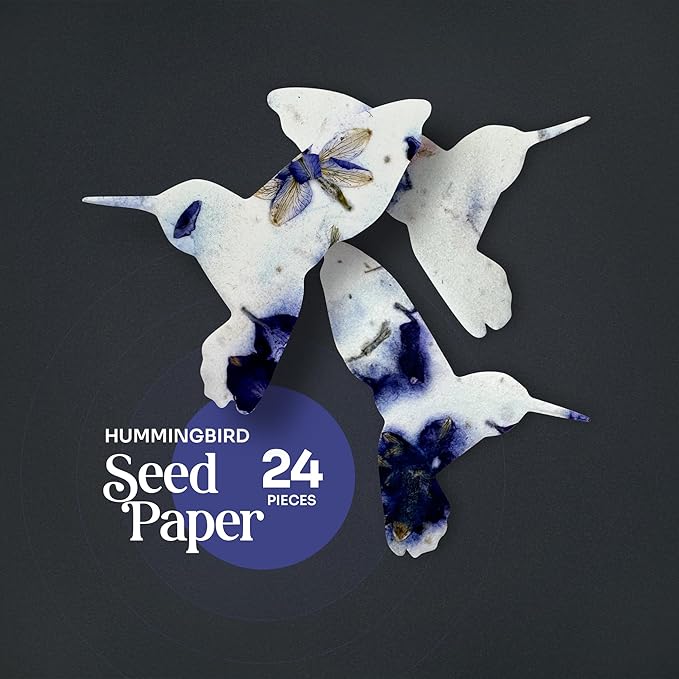 24pcs Hummingbird Seed Paper – Plantable Seed Paper Embedded with Wildflower Seeds for Funeral, Memorial & Other Milestone Celebrations (Purple)