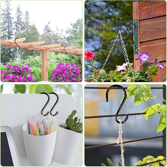 24 Pack 4 Inch Heavy Duty Large S Hooks - Vinyl & Rubber Coated Non Slip Metal S Hooks for Hanging Plants, Closet, Garden, Jeans, Jewelry, Pot, Pan, Cups, Towels