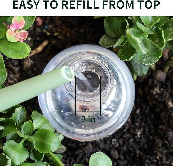 19 oz Extra Large Plant Self Watering Globes Top Fill, Plastic Water Bulbs, Slow Release Terracotta Self Watering Planter Insert, Plant Watering Devices System, Water Spikes Stakes, 2 Pack
