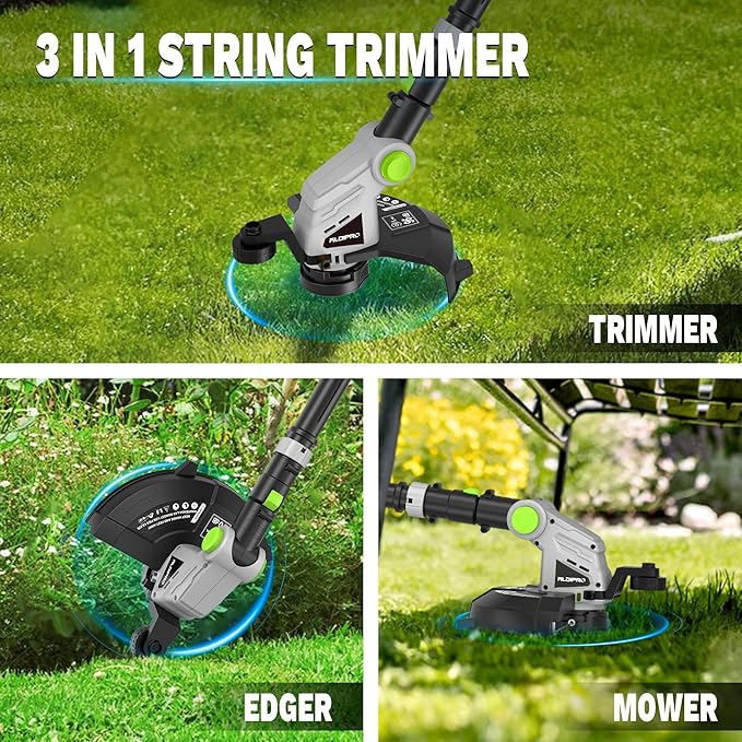 2-in-1 Cordless String Trimmer & Leaf Blower, 21V Lightweight Electric Weed Wacker with Auto-Feed Spool, 2 Batteries & Fast Charger – Perfect for Lawn Edging, Patio, Deck, Garden