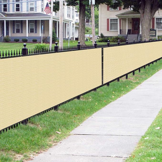 Sunnyglade 5 feet x 100 feet Privacy Screen Fence Heavy Duty Fencing Mesh Shade Net Cover for Wall Garden Yard Backyard (5 ft X 100 ft, Sand)