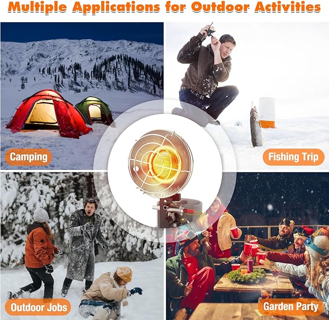 15000BTU Propane Heater, Portable Propane Heater for Outdoor Use with 3 Adjustable Modes and Safety Shut-off Valve for Patio, Camping, Fishing, Garage