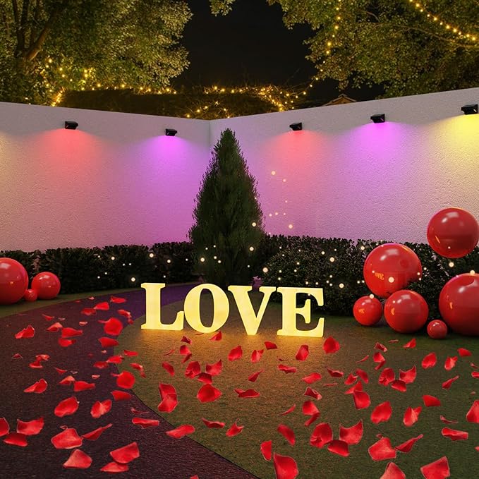 Solar Fence Lights Outdoor,Fence Solar Lights Outdoor Waterproof Led IP65 with10 Fixed Colors ＆ RGB Color Changing for Wall Backyard Step Railing Patio Pool Porchaily&Holiday Decorations (4)