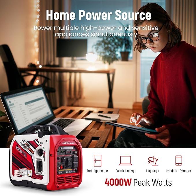 maXpeedingrods 4000 Watt Portable Inverter Generator Gas Powered, Bluetooth® App Remote Data Monitor,with CARB Compliant, Compact and Lightweight for Home Backup, Outdoor Camping, RV