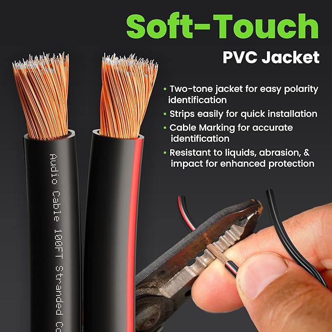 12AWG Speaker Wire, GearIT Pro Series 12 AWG Gauge Speaker Wire Cable (50 Feet / 15.24 Meters) Great Use for Home Theater Speakers and Car Speakers Black