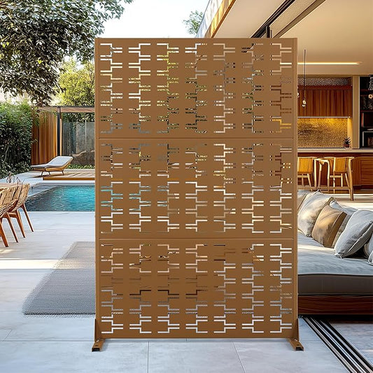 Outdoor Privacy Screen,72" H×47" W Metal Privacy Screen, Freestanding Privacy Fence Panels for Patio