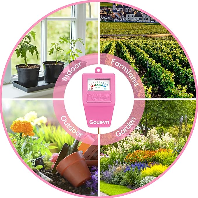 Soil Moisture Meter, Soil Tester Plant Moisture Meter for House Plants, Plant Water Meter Hydrometer Plant Sensor for Indoor Plant Care, No Battery Needed (Pink)
