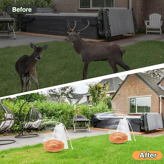 24 Pack Deer Repellent, Rabbit Repellent Outdoor Deer Repellents for Plants Deer Deterrent for Flower Vegetable Tree, Deer Rabbit Repeller Keep Deer Rabbit Out of Lawn Garden