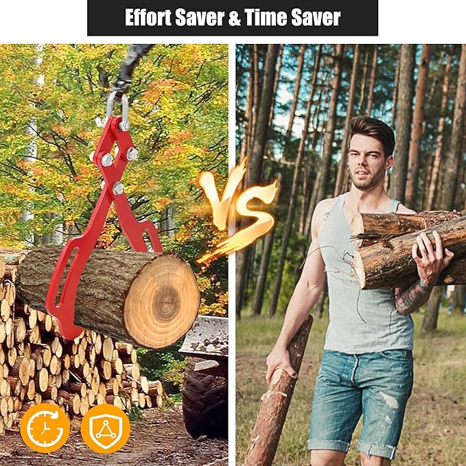 18IN Log Lifting Tongs, Log Grabber, Skidding Log Lifting Tongs Timber, Heavy Dut Solid Steel Swivel Dragging Steel Tongs Log Lifting Lumber Skidding Tongs Logging Grabber(2 Claw)