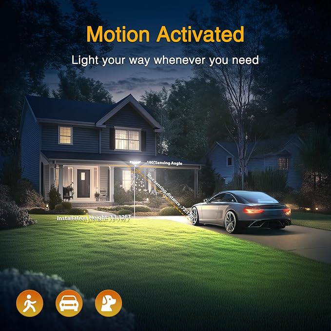 Onforu 5 Heads 65W Smart LED Security Lights Motion Sensor Outdoor, 340° Illumination WiFi Alexa Flood Light 5500LM APP Control, 2500K-6500K Exterior Motion Detector, IP65 Wall Light for Yard, White