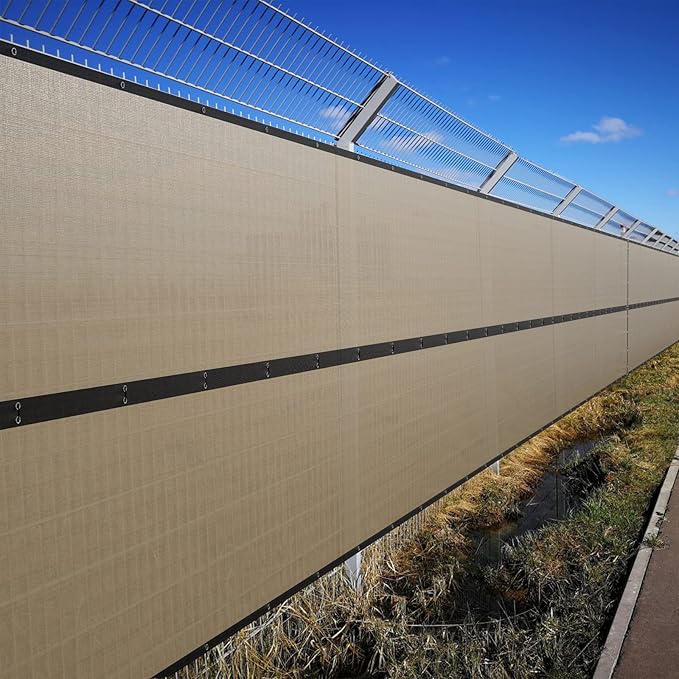 SPORTYOUTH 4ft x 50ft Fence Privacy Screen, Heavy Duty 150 GSM Fencing Mesh Shade Cover Windscreen with Brass Grommets & Cable Zip Ties for Outdoor Wall Garden Backyard Porch - Beige