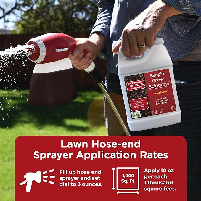 Root Hume- Simple Grow Solutions - Concentrated Humic - Liquid Carbon - Simple Grow Solutions- Natural Lawn & Garden Treatment - Plant Food Enhancer- Turf Grass Soil Conditioner (64 Ounce)