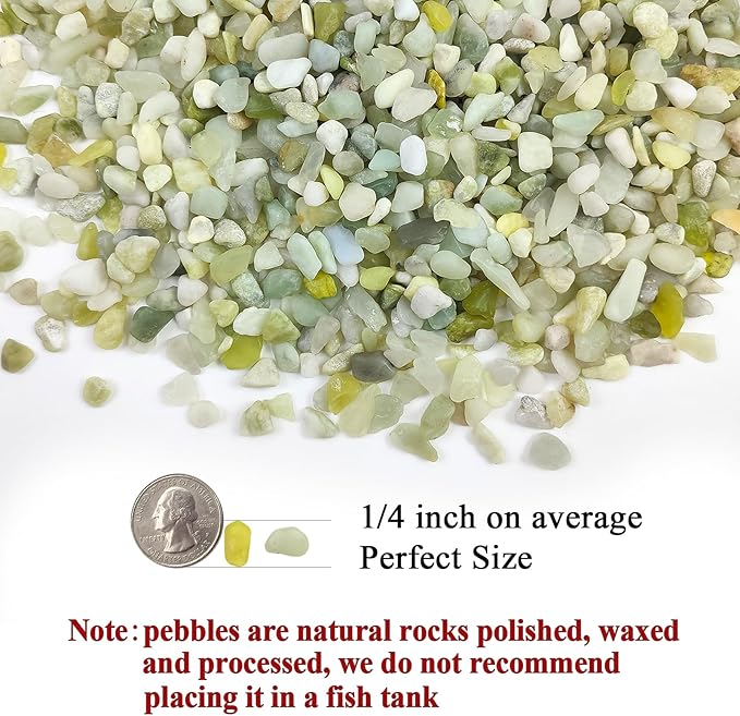 10 lbs Pebbles for Landscaping,1/4 Inch Polished Green Pea Gravel Small Rocks for Plants, Succulents, Cactus, Vases, Terrarium and Outdoor Gardening