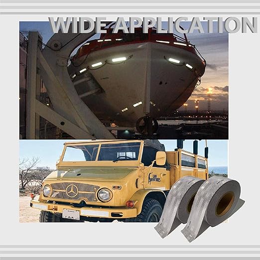2" X 100ft DOT-C2 Reflective Safety Tapes Silver Adhesive Reflector Tape for Trailer Cars Trucks Outdoor Waterproof (Silver100FT)