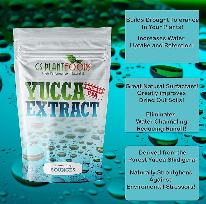 GS Plant Foods Yucca Extract - Natural Wetting Agent & Soil Loosener (8 oz Concentrate) - Enhances Water Absorption for Plants, Lawns & Soil