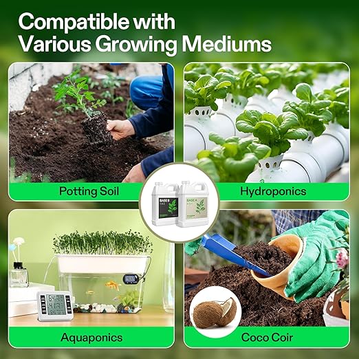 VIVOSUN Liquid Nutrients Base A & B Bundle, Grow Big Hydroponic Fertilizer, Supports Vegetative and Flowering Stages for Outdoor, Indoor Plants, Best Plant Food, Set of Quarts