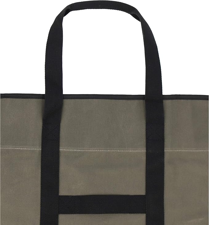 WHITEDUCK TUFF Large Firewood Carrier 21 Oz. Heavy Duty Waxed Canvas Log Carrier Holder for Fireplace, Carrying Wood Indoor & Outdoor (Olive, Rectangle (39"x18"))