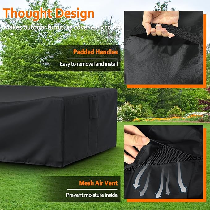 STARTWO Patio Furniture Covers Waterprpoof, Tear Resistant Rectangular Outdoor Furniture Set Cover for Table and Chairs, Outdoor Sectional Sofa Cover, 74"L x 47"W x 28"H