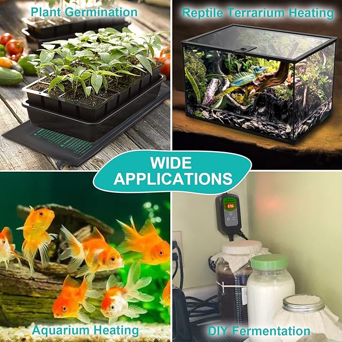 Seedling Heat Mat 4 Pack, MET Certified Heating Mat for Plants Grow Seed Starting Greenhouse, Waterproof Durable Germination Warm Hydroponic Heating Pad