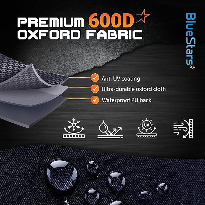 BlueStars 55 inch Grill Cover – Heavy‑Duty Waterproof 600D BBQ Cover for Outdoor Gas Grills, Compatible with Genesis, Weber, Char‑Broil & Nexgrill Models, UV & Rip‑Resistant, Black